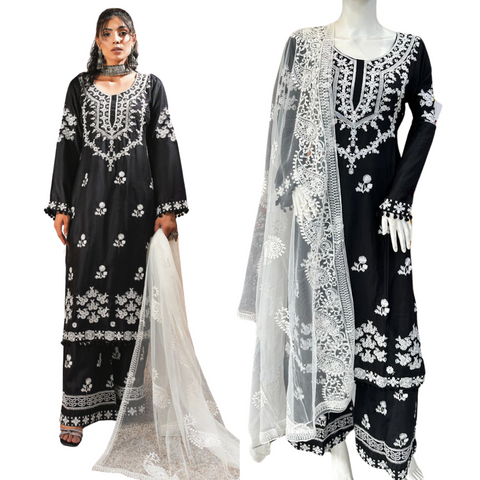 Cambric Black 3PC Shalwar Kameez Ready to wear SS3668