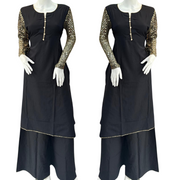 Black Eid 2PC Linen Silk Shalwar Kameez Plazzo Ready to wear SS3673