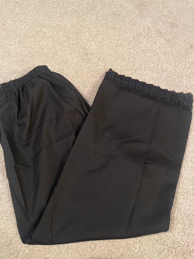 SS3855 Black Organza border Cotton Trousers