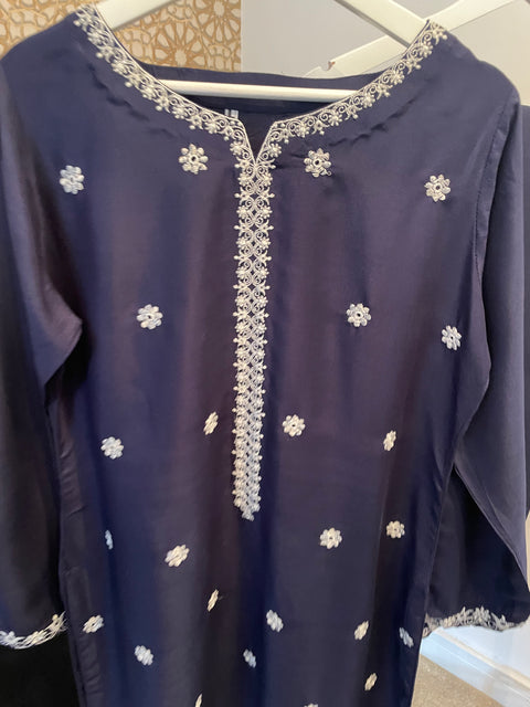 Navy 2PC Linen Shalwar Kameez Dress SS3868