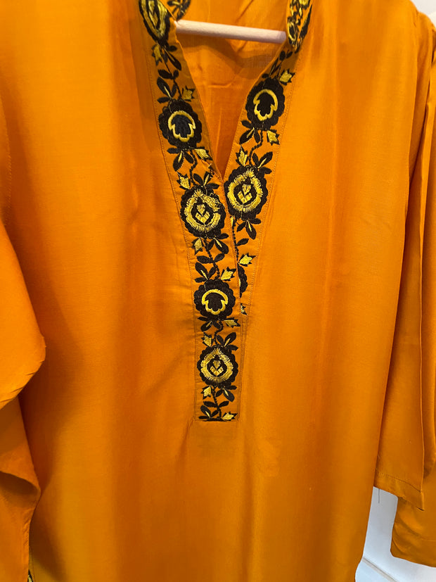 Mustard  2PC Linen Shalwar Kameez Dress SS3872