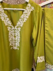 Green 3PC Linen Shalwar Kameez Dress SS3876