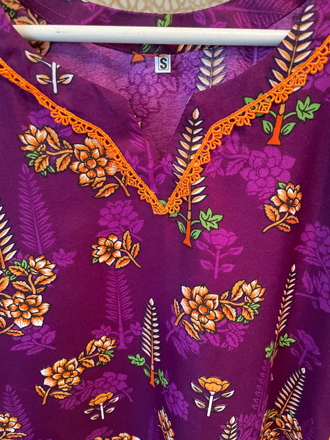 Purple 2PC Soft Cotton Shalwar Kameez Dress SS3887