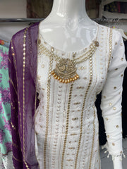 Chiffon with Purple Scarf Partywear 3PC Shalwar Kameez Ready to wear SS3691
