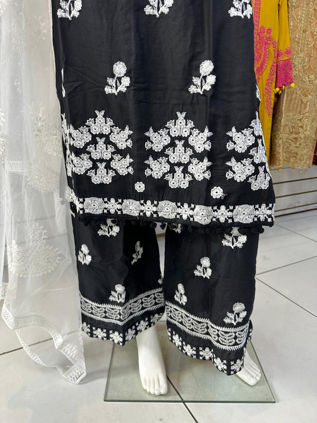 Cambric Black 3PC Shalwar Kameez Ready to wear SS3668