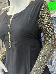 Black Eid 2PC Linen Silk Shalwar Kameez Plazzo Ready to wear SS3673