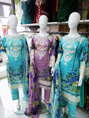 Lawn Elaf Inspired Purple 3PC Shalwar Kameez Ready to wear SS3694