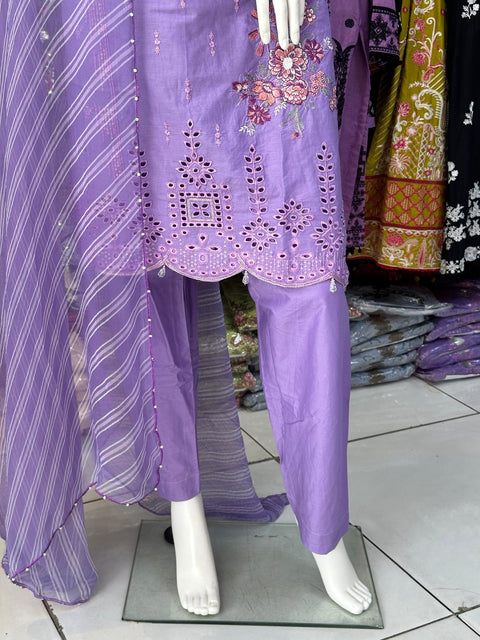 Cotton Chikankari 3PC Shalwar Kameez Ready to wear SS3762