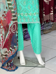 Cotton Chikankari 3PC Shalwar Kameez Ready to wear SS3764