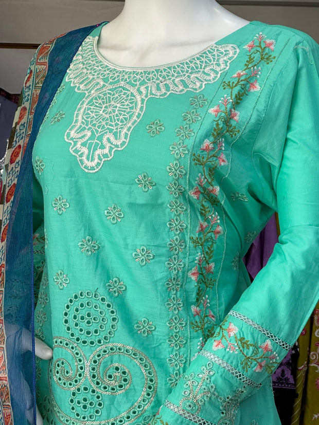 Cotton Chikankari 3PC Shalwar Kameez Ready to wear SS3764