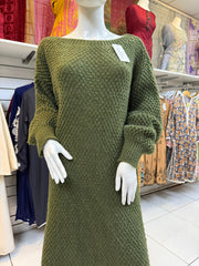 Green Knitwear Textured Winter Dress WC017