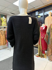 Black Knitwear Textured Winter Dress WC018