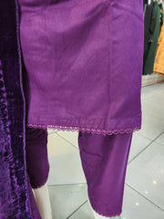 Purple Wool Mix Palachi Shawl 3PC Shalwar Kameez Dress SS3830