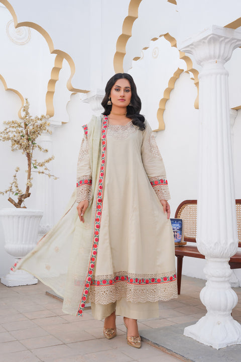 SS3860- Cotton Lawn - Readymade - Anarkali Shalwar Kameez 3PC