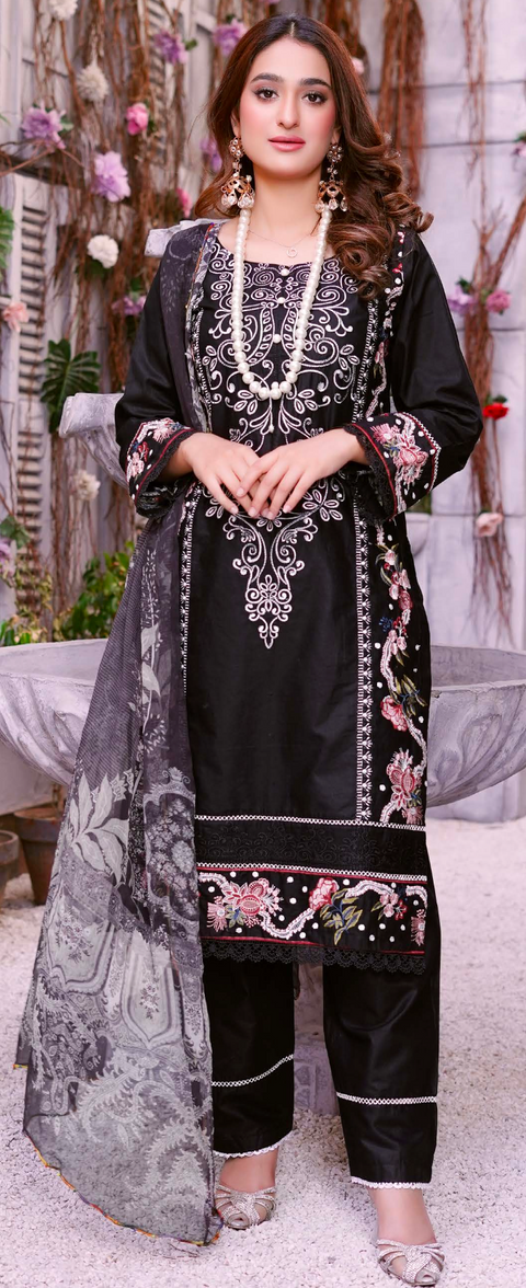 Cotton Black 3PC Shalwar Kameez Ready to wear SS3687