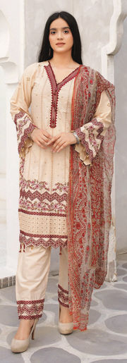 Cotton Chikankari 3PC Shalwar Kameez Ready to wear SS3766