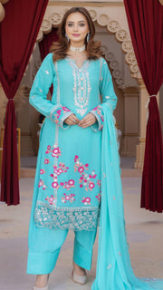 Eid SS3912- Chiffon Embroidery Farshi - Readymade - Shalwar Kameez 3PC