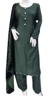 Green Wool Mix Palachi Shawl 3PC Shalwar Kameez Dress SS3825