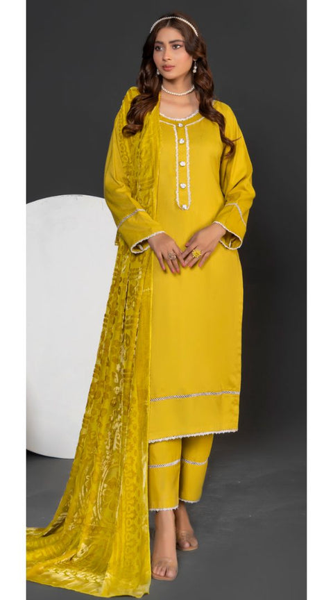 Mustard Wool Mix Palachi Shawl 3PC Shalwar Kameez Dress SS3831