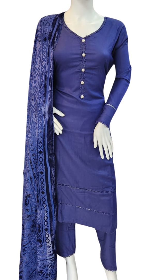 Navy Wool Mix Palachi Shawl 3PC Shalwar Kameez Dress SS3829