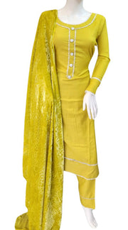 Mustard Wool Mix Palachi Shawl 3PC Shalwar Kameez Dress SS3831