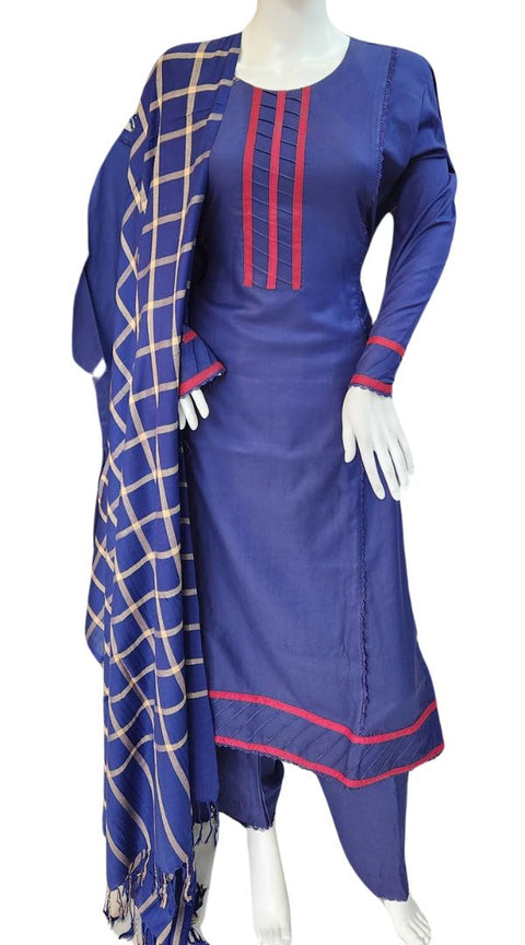 Navy Wool Mix Winter Shawl 3PC Shalwar Kameez Dress SS3822