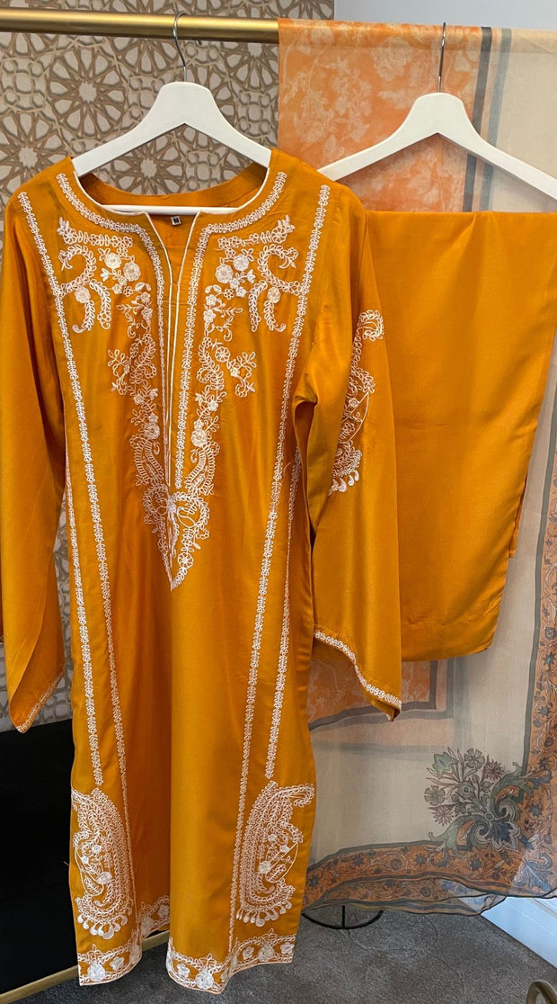 Mustard 3PC Linen Shalwar Kameez Dress SS3875