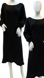 Black Knitwear Textured Winter Dress WC018