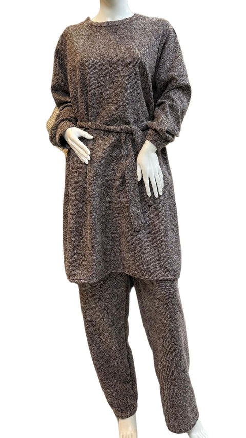 Brown Corduroy Textured Winter Co-ord two Piece WC026