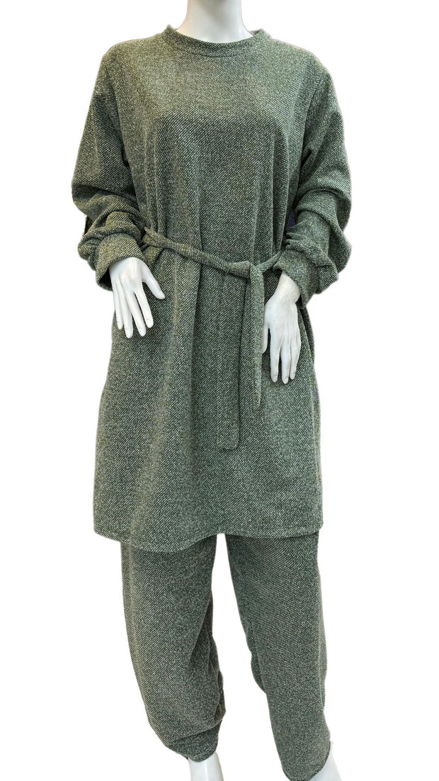 Green Corduroy Textured Winter Co-ord two Piece WC023