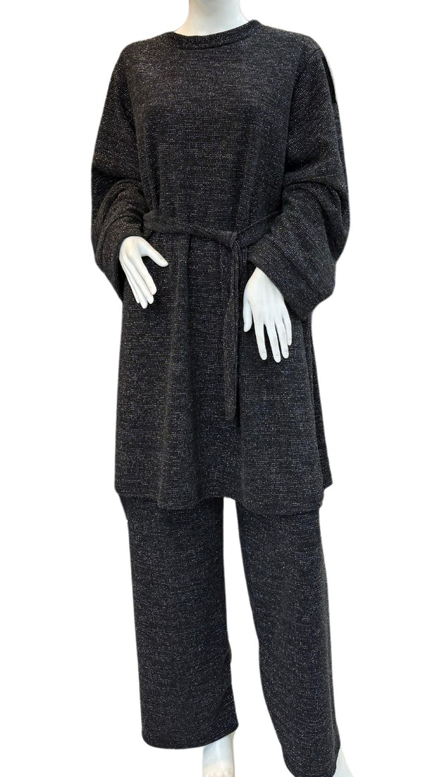 Shimmer Black Corduroy Textured Winter Co-ord two Piece WC020