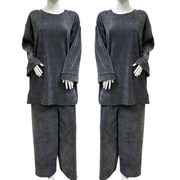 Grey Velvet Textured Winter Co-ord two Piece WC003