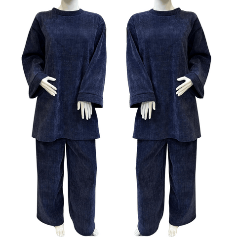 Navy Velvet Textured Winter Co-ord two Piece WC004