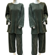 Khaki Velvet Textured Winter Co-ord two Piece WC002