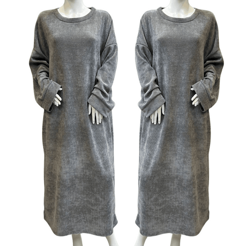 Grey Velvet corduroy Winter Co-ord Long Dress WC013