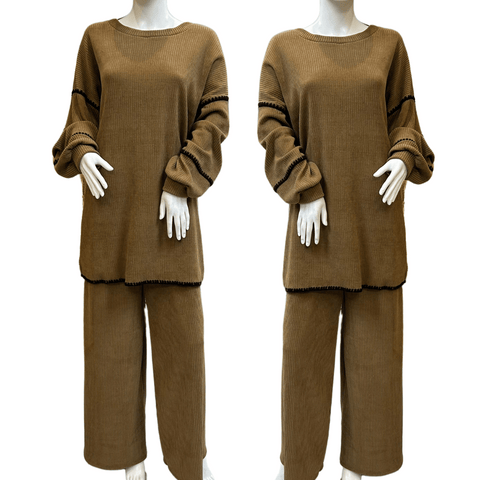 Bronze Corduroy Textured Winter Co-ord two Piece WC006