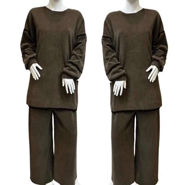 Brown Corduroy Textured Winter Co-ord two Piece WC008