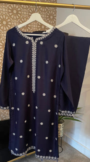 Navy 2PC Linen Shalwar Kameez Dress SS3868