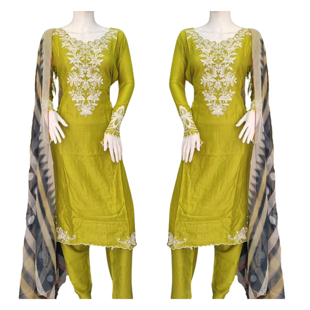 Green 3PC Linen Shalwar Kameez Dress SS3890