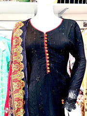 Black Linen Embroidered 3PC Shalwar Kameez Ready to wear SS3767